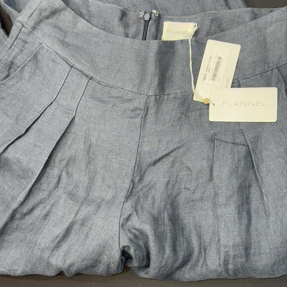 Pants - Flannel Brand Lightweight Organic Quiet Luxury Lined Wide Leg Slate Gray Pants 2